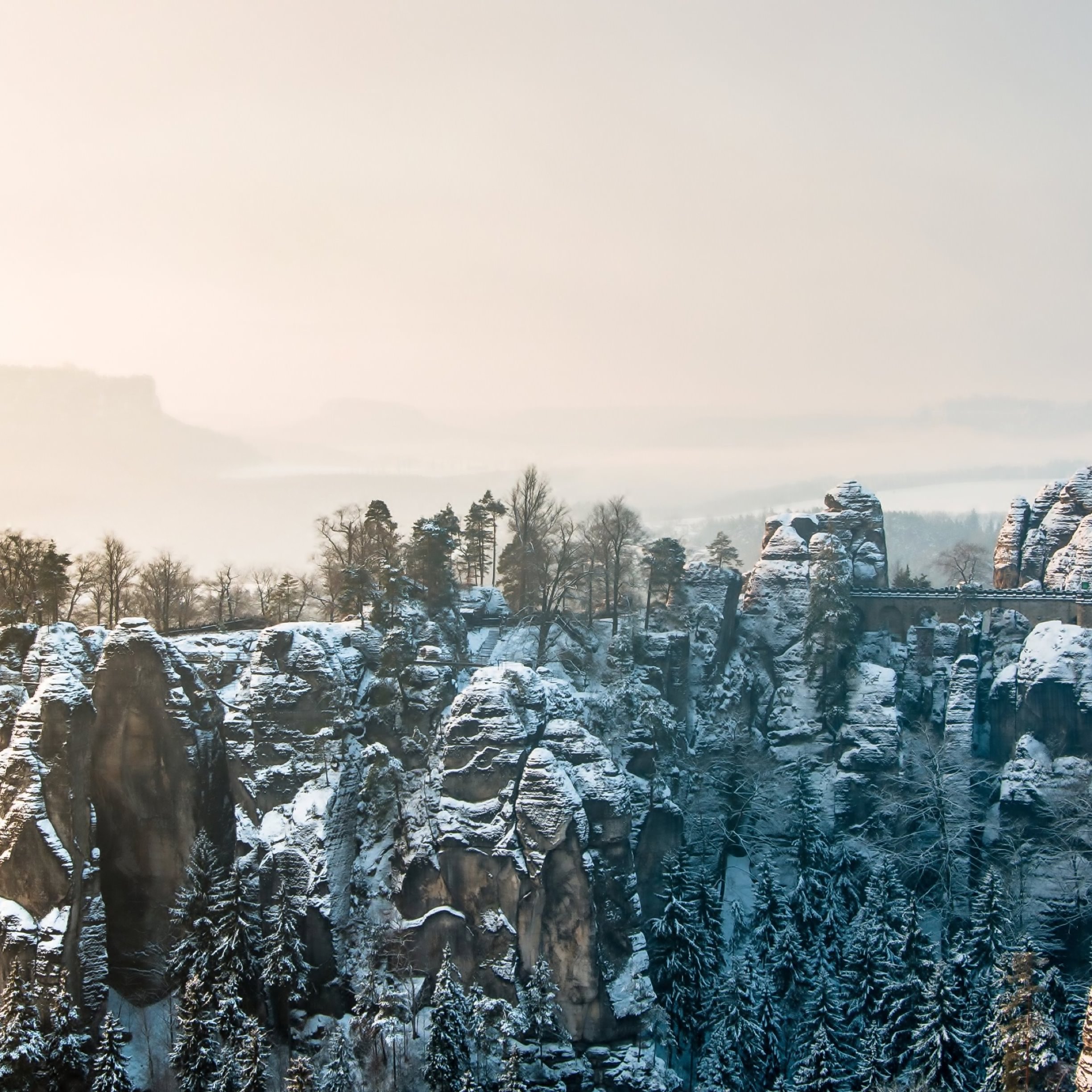 Pemandangan Gunung Salju Musim Dingin Wallpapersc IPad Tablet