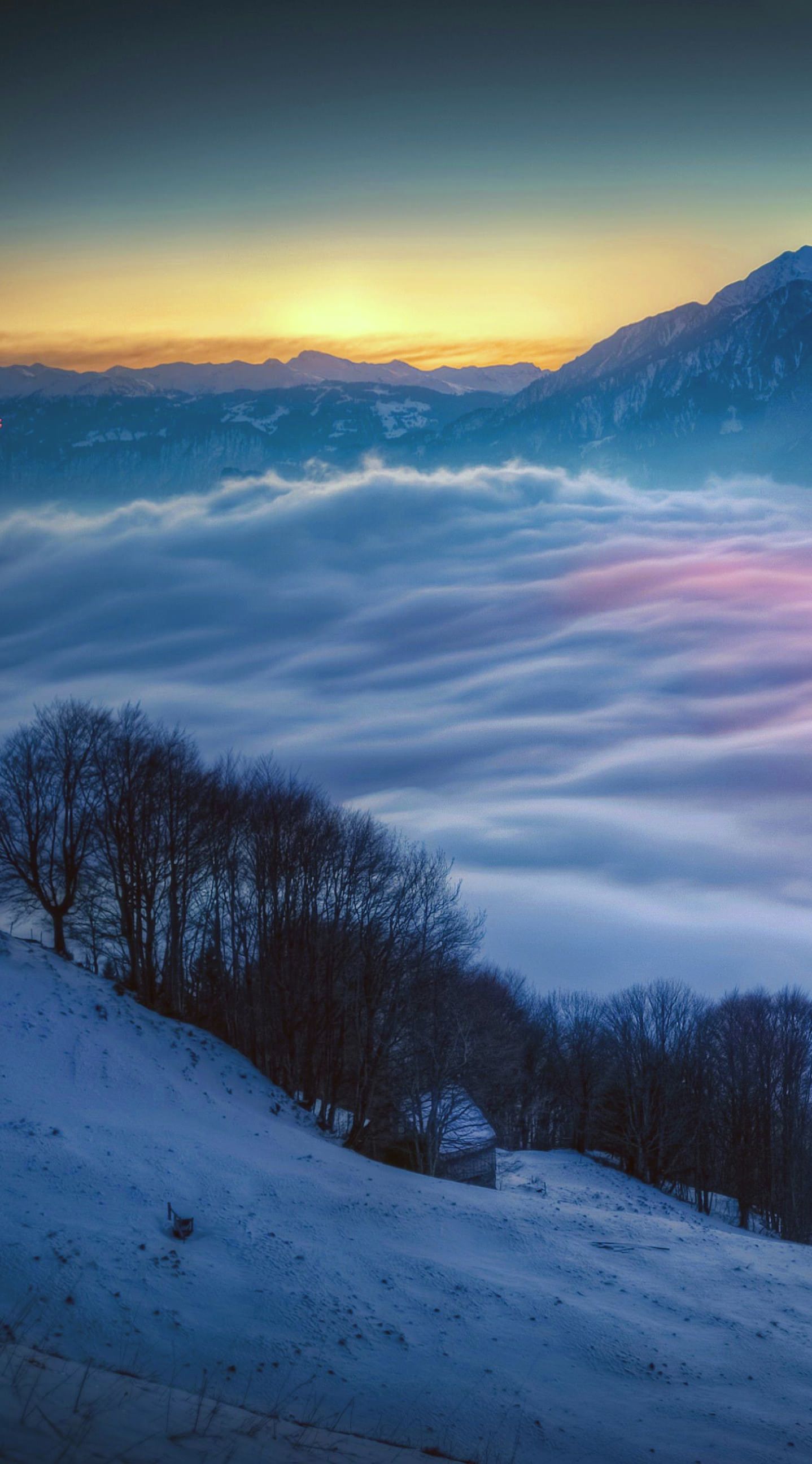 Bersalju Pemandangan Gunung Malam Wallpapersc IPhone6sPlus