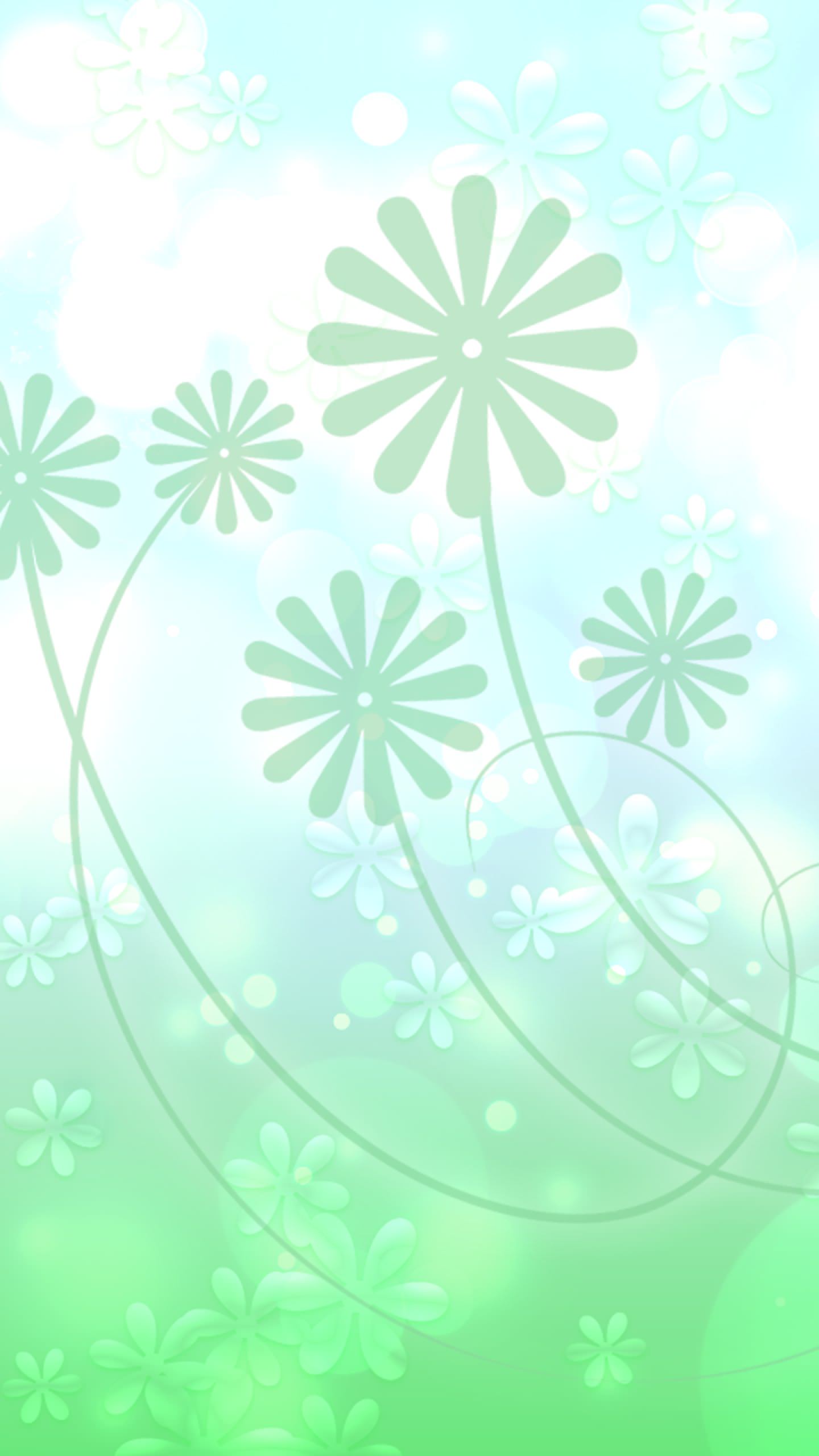 緑葉花白可愛い Wallpaper Sc スマホ壁紙