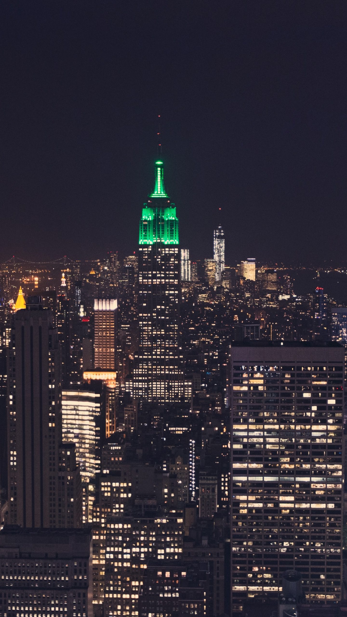 Wallpaper ID: 218559 / empire state building and skyscrapers with lights at  night in new york city, working late 4k wallpaper free download