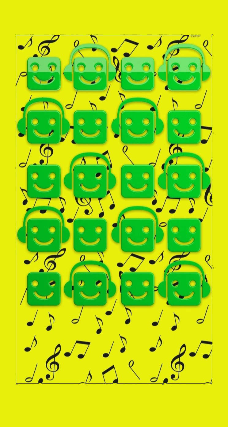 棚キャラ音楽音符黃緑 Wallpaper Sc Iphone5s Se壁紙