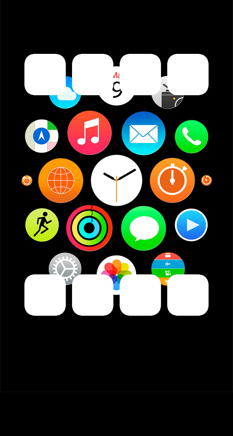Apple Watch風黒棚 Wallpaper Sc Iphone5s Se壁紙