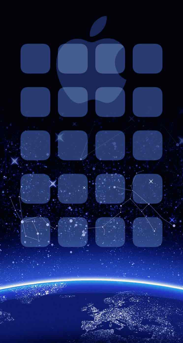 Appleロゴ棚クール青宇宙 Wallpaper Sc Iphone5s Se壁紙