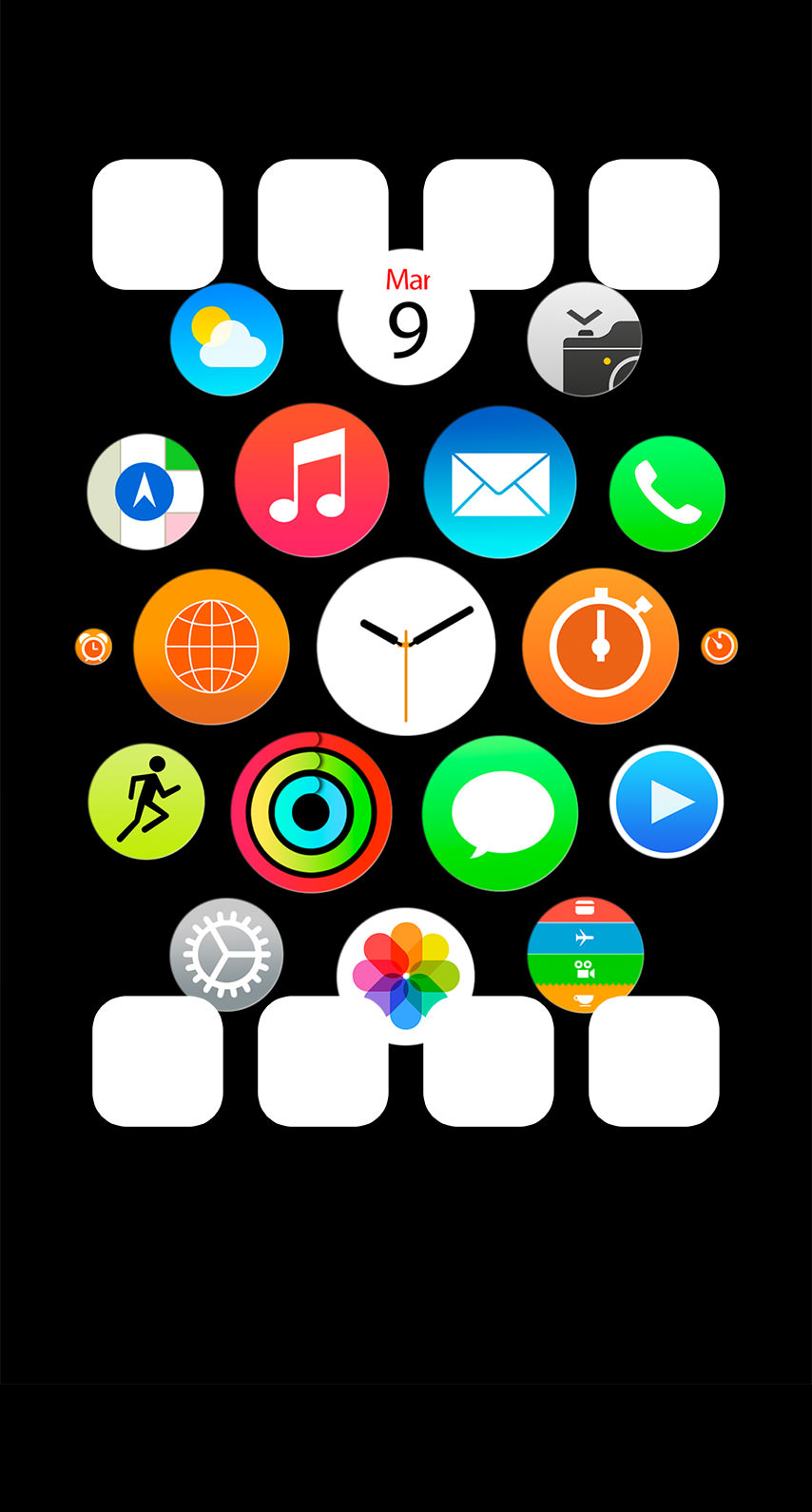 Apple Watch風黒棚 Wallpaper Sc Iphone6s壁紙