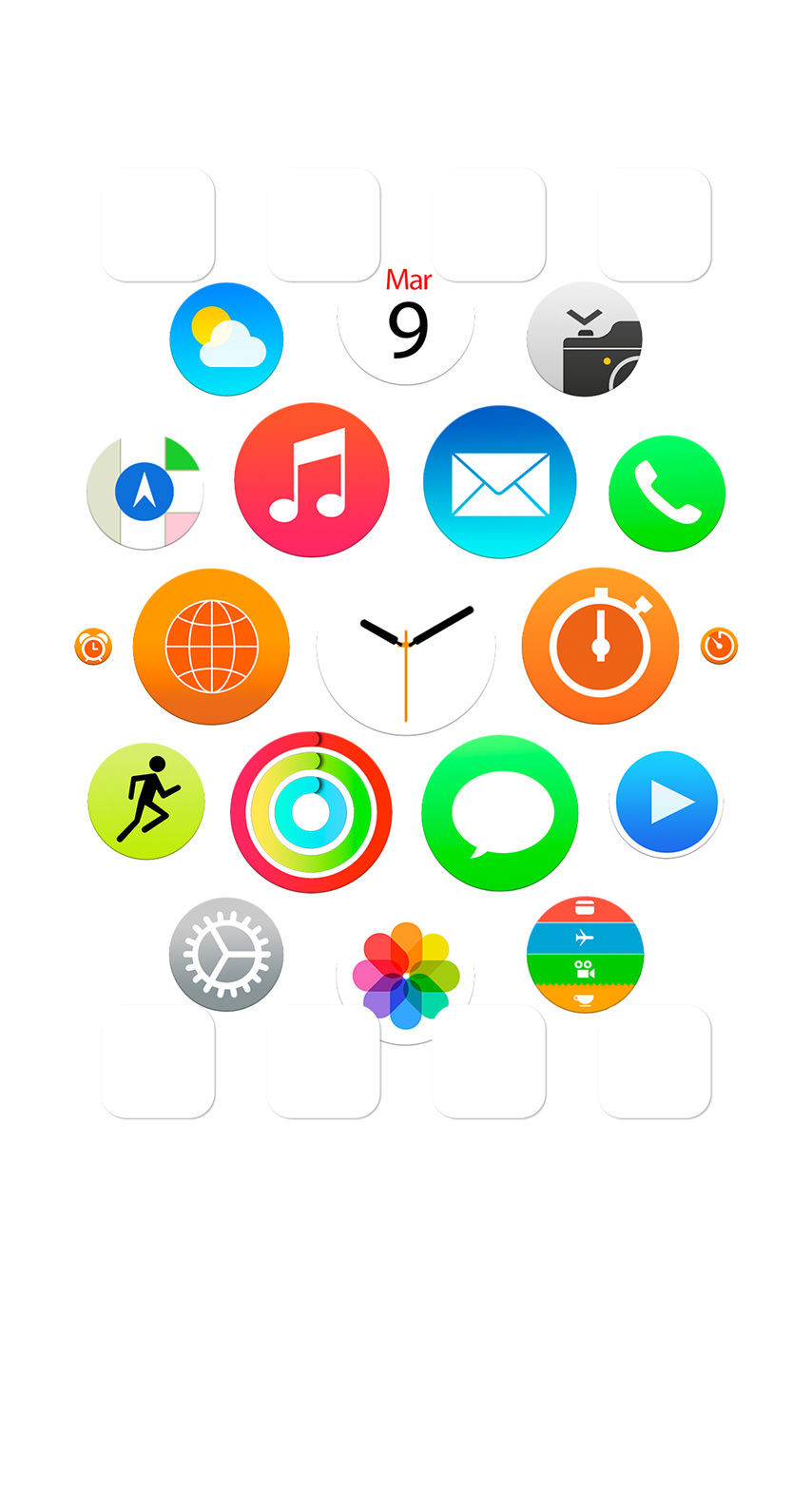 Apple Watch風白棚 Wallpaper Sc Iphone7壁紙