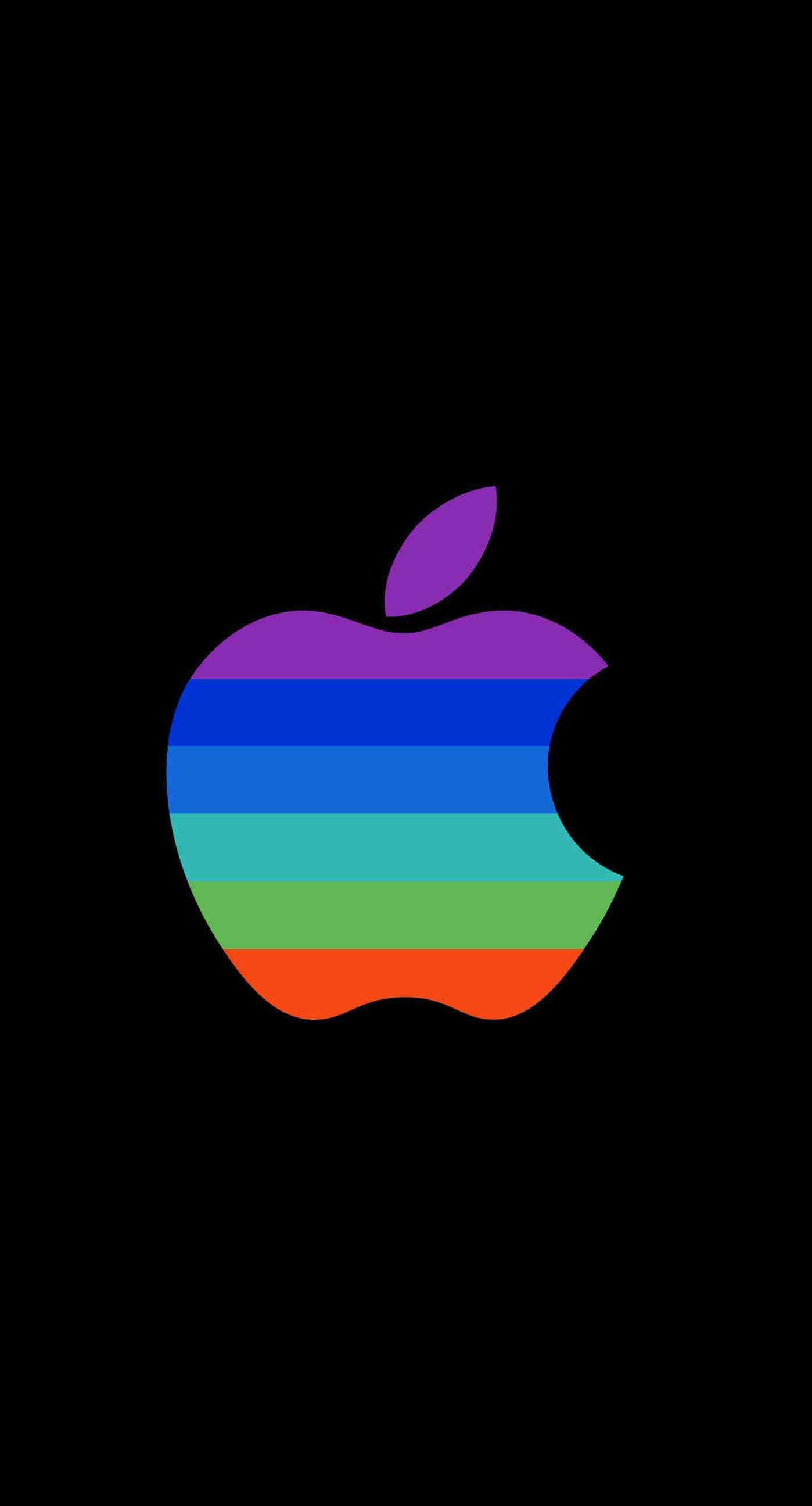 Logo Apple Berwarna Warni Keren Hitam Wallpapersc IPhone7Plus