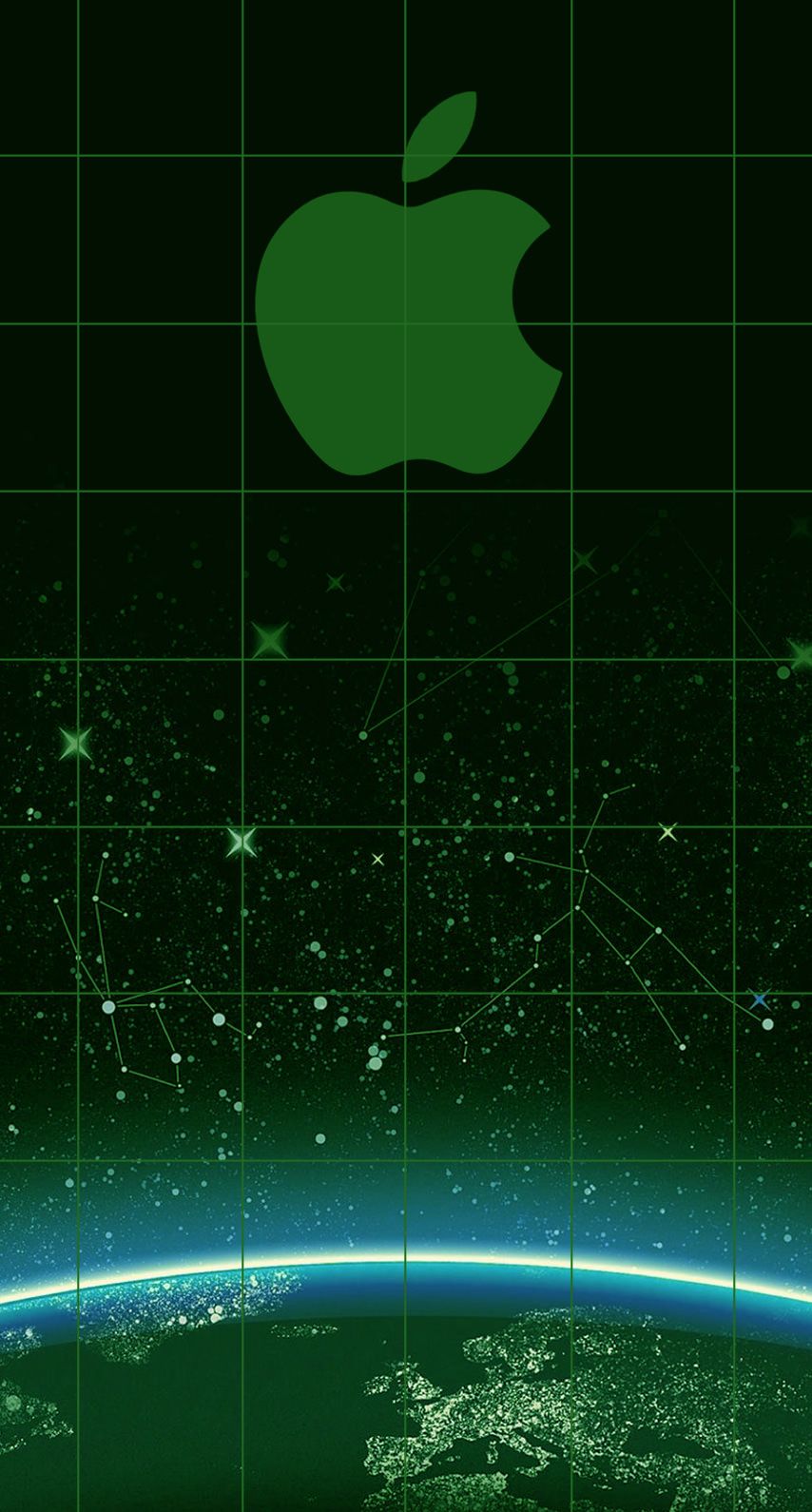 Appleロゴ棚クール緑宇宙 Wallpaper Sc Iphone8壁紙