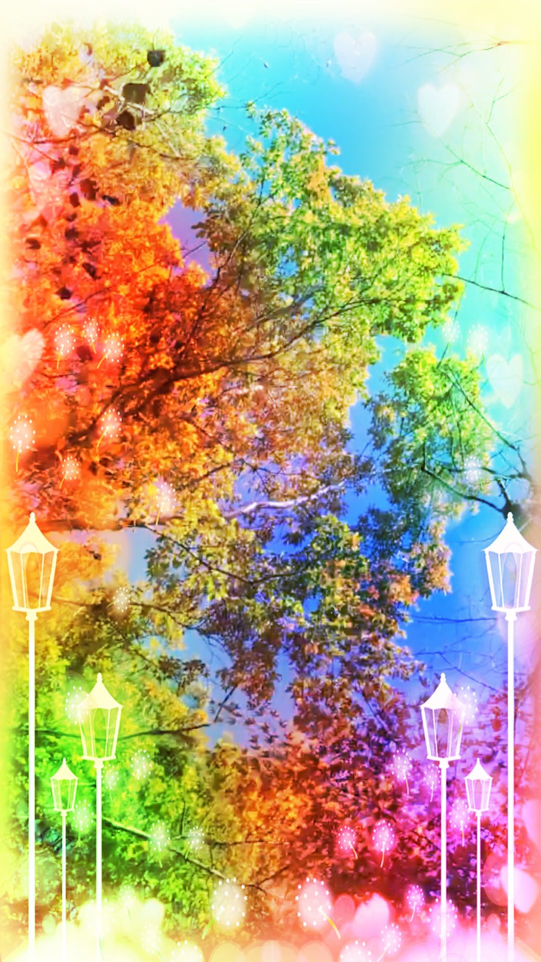 Street tree colorful | wallpaper.sc iPhone8Plus