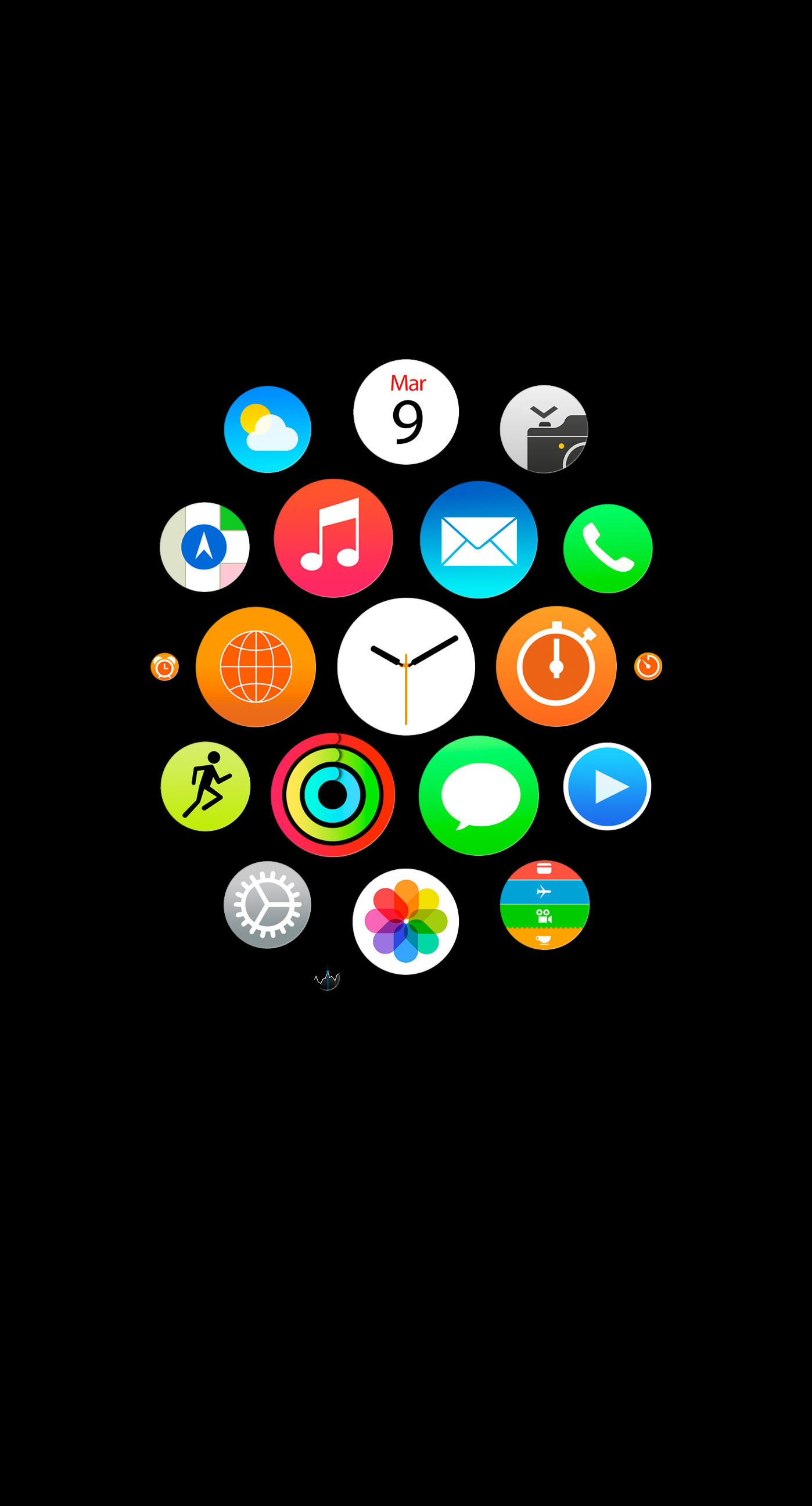 Apple Watch風黒 Wallpaper Sc Iphone8plus壁紙
