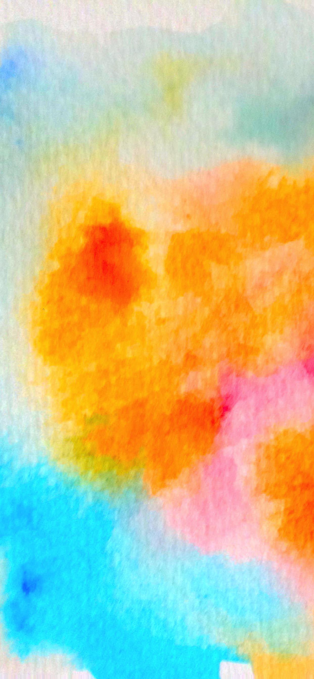 模様絵の具橙水色 Wallpaper Sc Iphone Xs Max壁紙